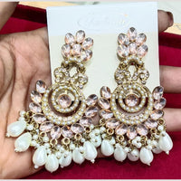 Bhagwati Bangles Gold Plated Crystal Stone And Beads Dangler Earrings