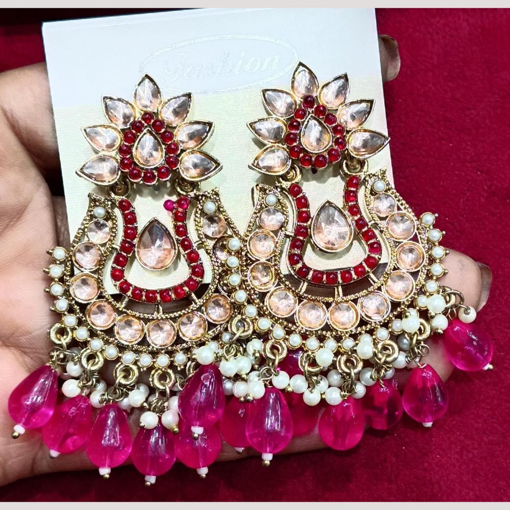 Bhagwati Bangles Gold Plated Crystal Stone And Beads Dangler Earrings