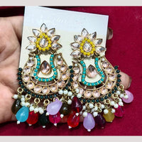 Bhagwati Bangles Gold Plated Crystal Stone And Beads Dangler Earrings