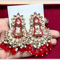 Bhagwati Bangles Gold Plated Crystal Stone And Beads Dangler Earrings