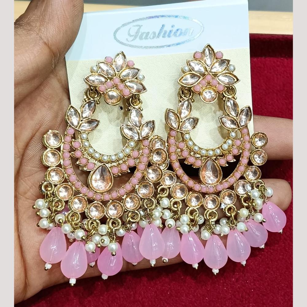 Bhagwati Bangles Gold Plated Crystal Stone And Beads Dangler Earrings