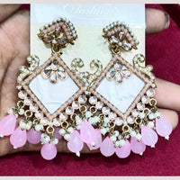 Bhagwati Bangles Gold Plated Crystal Stone And Beads Dangler Earrings