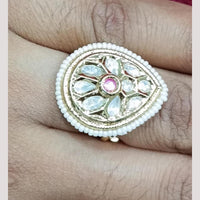 Bhagwati Bangles Gold Plated Crystal Stone And Pearls Rings