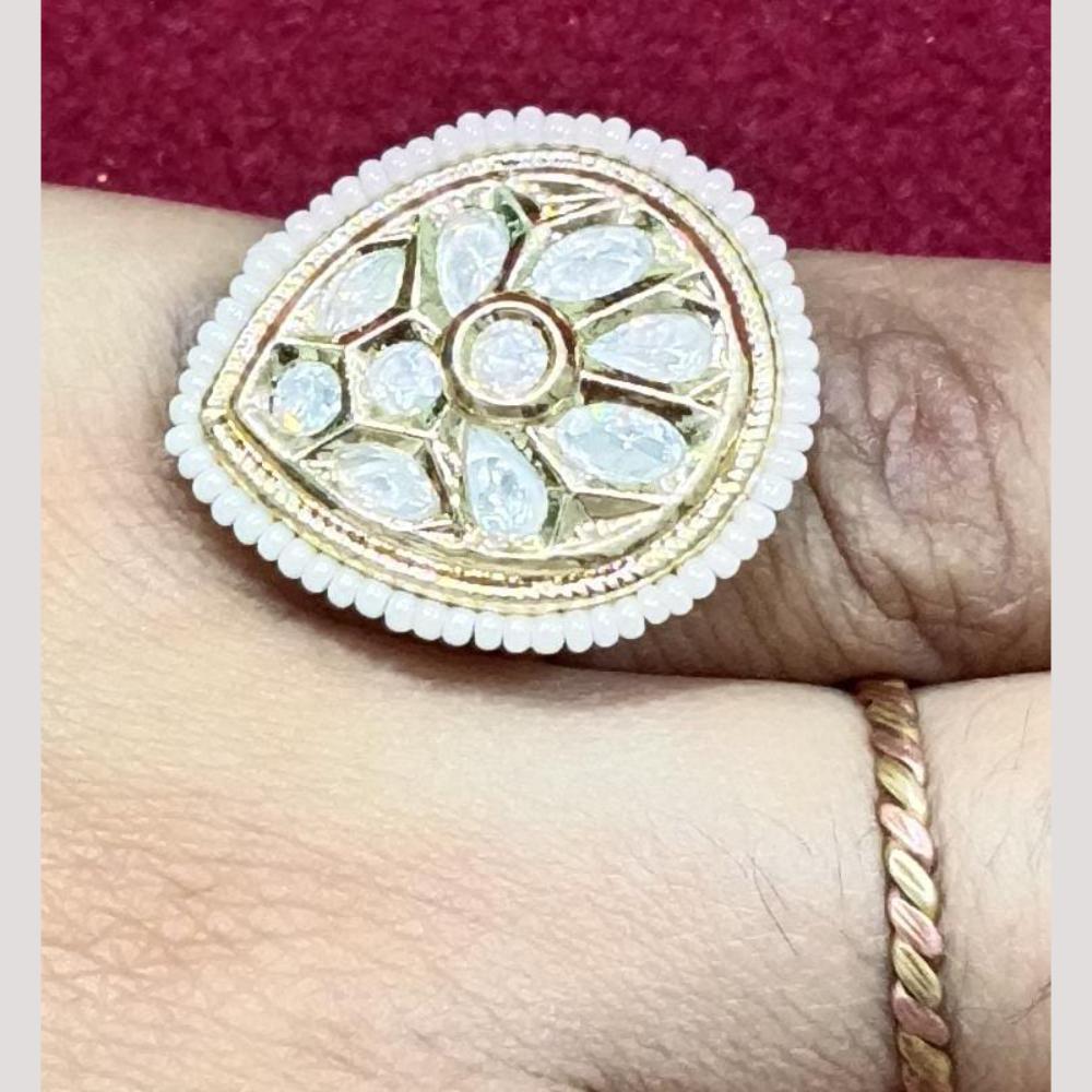 Bhagwati Bangles Gold Plated Crystal Stone And Pearls Rings