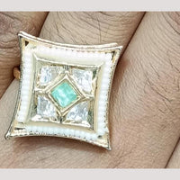 Bhagwati Bangles Gold Plated Crystal Stone And Pearls Rings