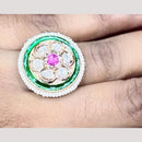 Bhagwati Bangles Gold Plated Crystal Stone And Pearls Rings