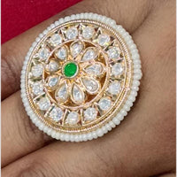 Bhagwati Bangles Gold Plated Crystal Stone And Pearls Rings