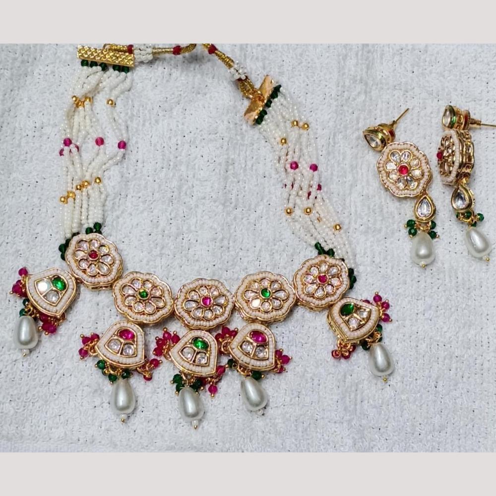 Bhagwati Bangles Gold Plated Kundan Stone And Pearls Necklace Set