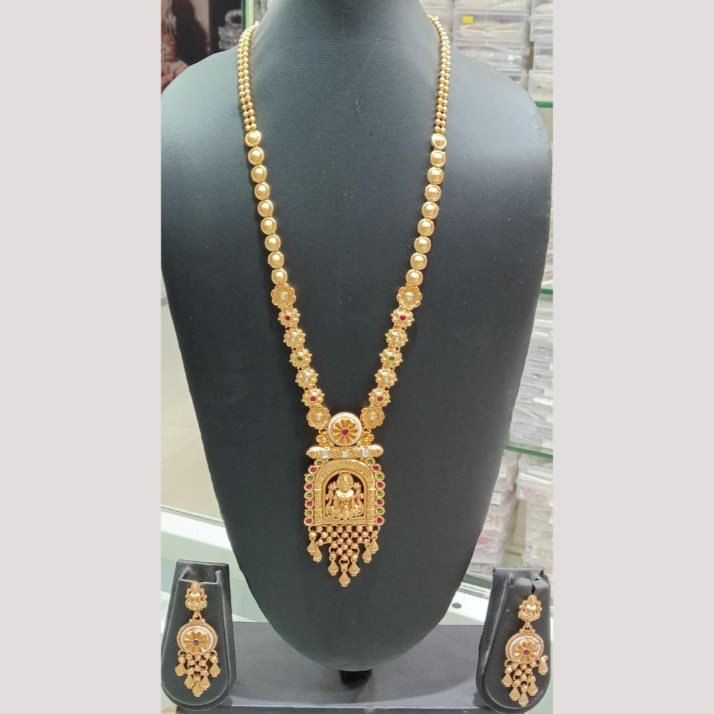 Bhagwati Bangles Gold Plated Pota Stone Temple Long Necklace Set