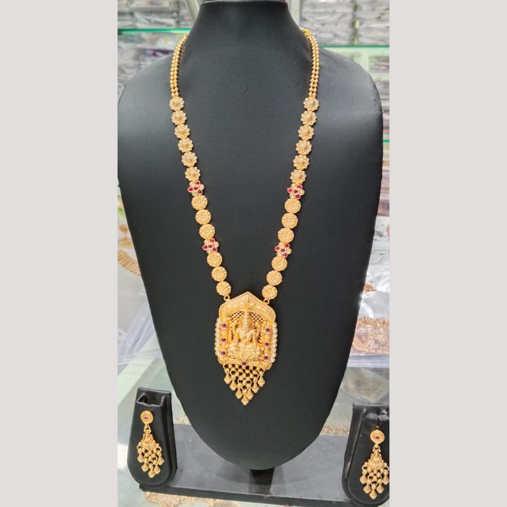 Bhagwati Bangles Gold Plated Pota Stone Temple Long Necklace Set