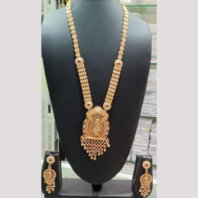 Bhagwati Bangles Gold Plated Pota Stone Temple Long Necklace Set