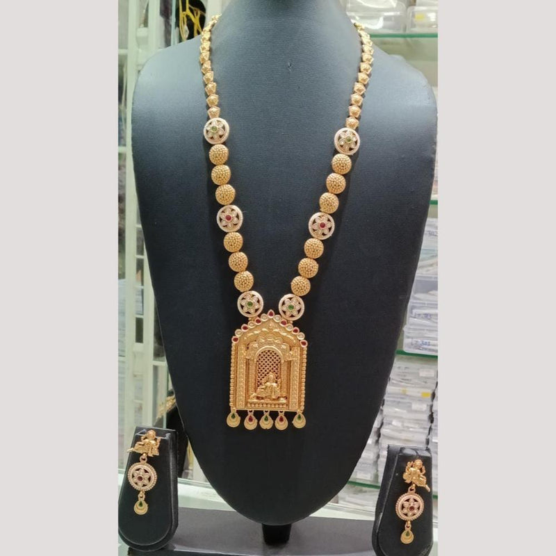 Bhagwati Bangles Gold Plated Pota Stone Temple Long Necklace Set