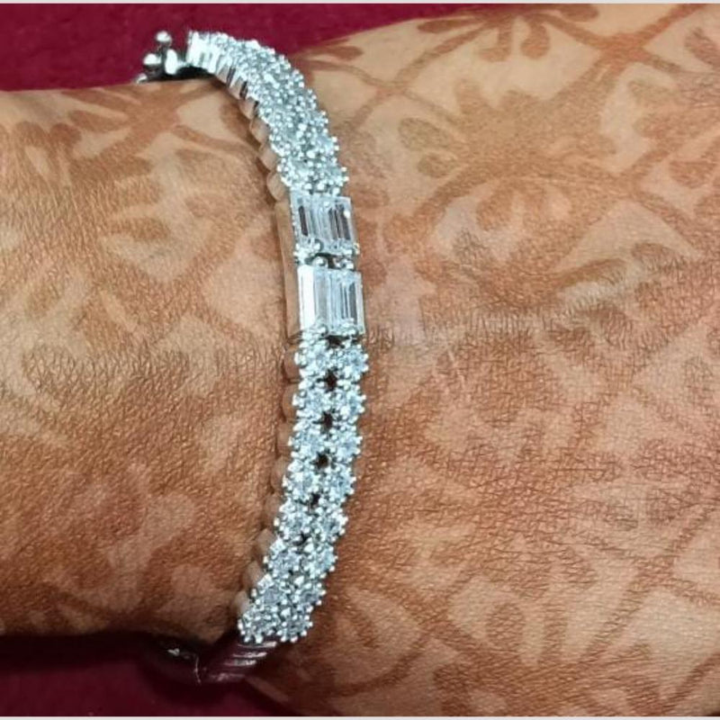 Bhagwati Bangles Silver Plated Austrian Stone  Bracelet