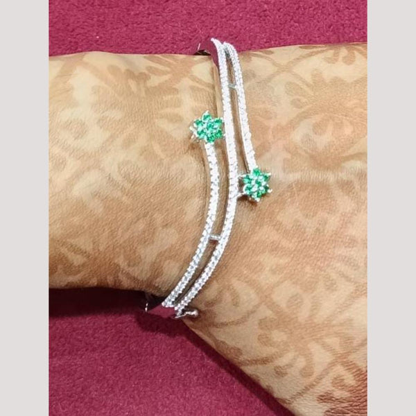 Bhagwati Bangles Silver Plated Austrian Stone  Bracelet