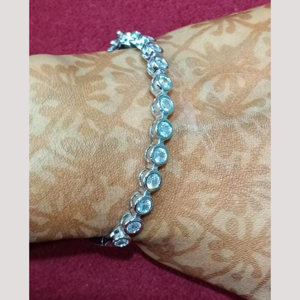 Bhagwati Bangles Silver Plated Austrian Stone  Bracelet