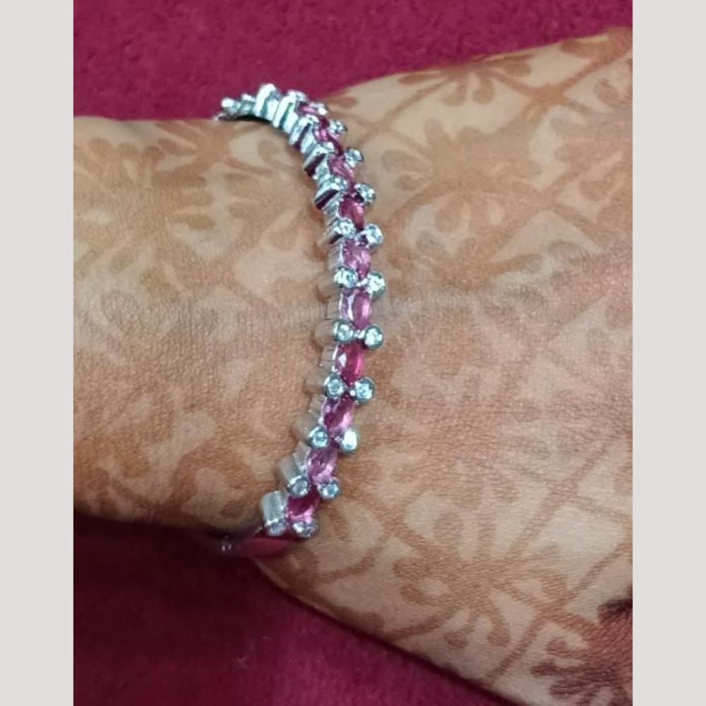 Bhagwati Bangles Silver Plated Crystal Stone  Bracelet