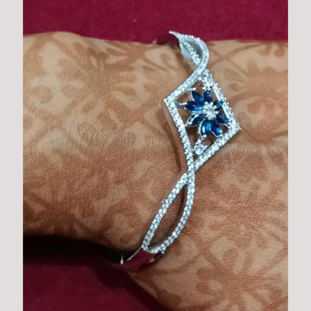 Bhagwati Bangles Silver Plated Austrian Stone  Bracelet