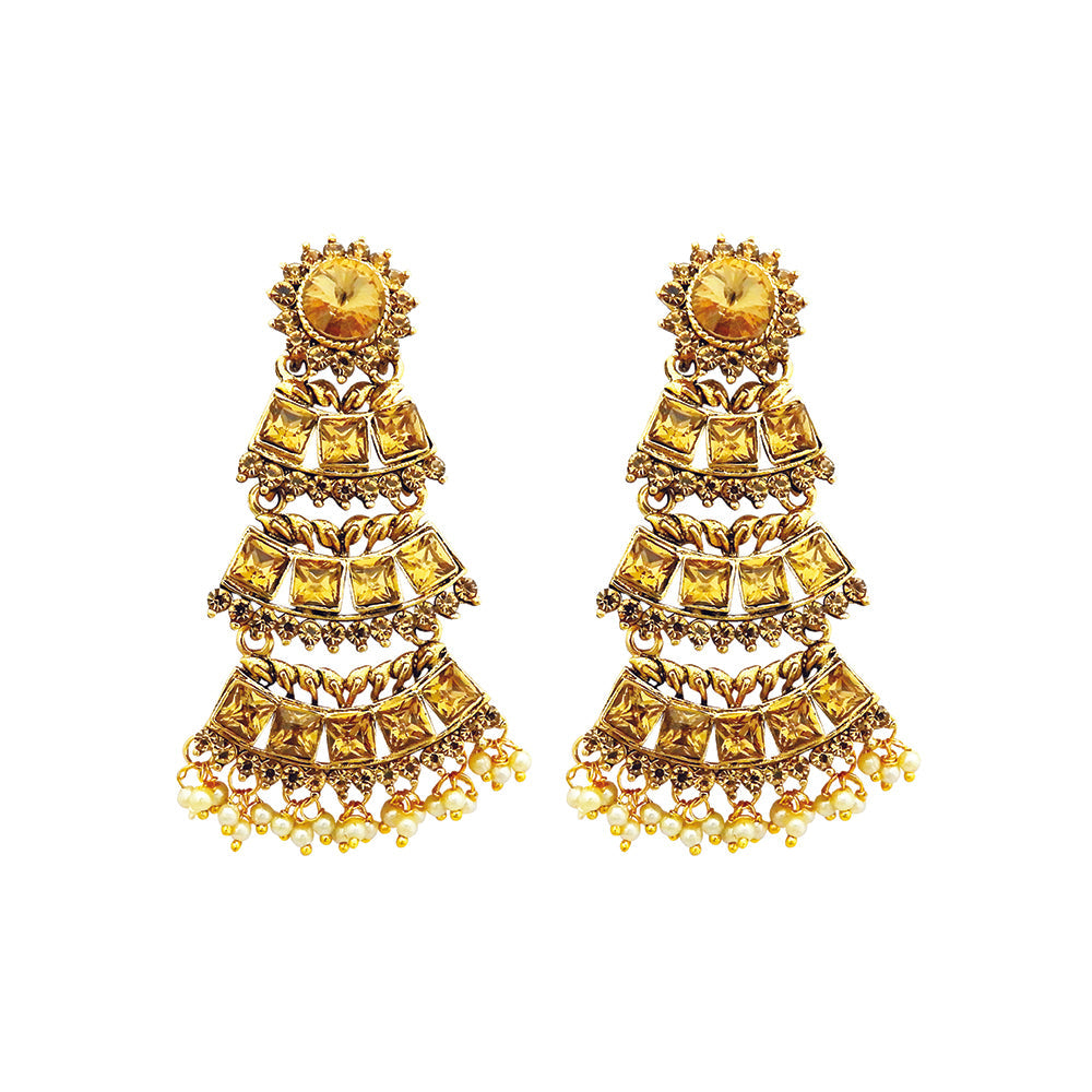 Hania Jewel Austrian Stone Long Dangler Earrings
