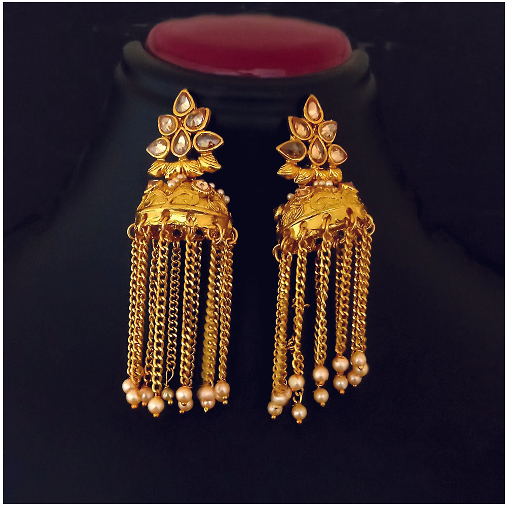 Hania Jewel AD Stone and Pearl Drop Dangler Earrings