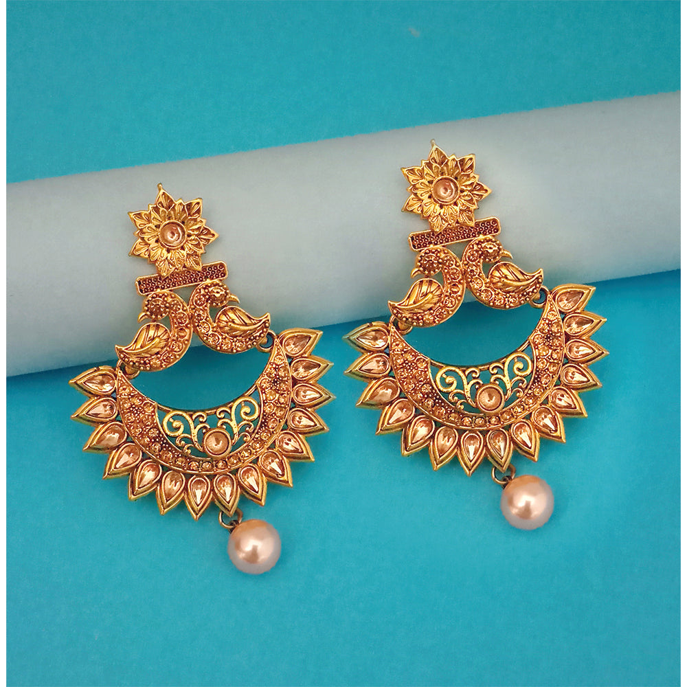 Hania Jewel Austrian Stone and Pearl Drop Dangler Earrings