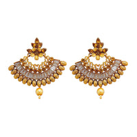 Hania Jewel Austrian Stone and Pearl Drop Dangler Earrings  
