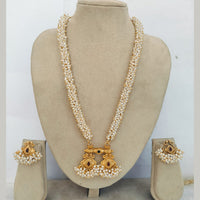 Charbhuja Art Gold Plated Pearl And Pota Stone Necklace Set
