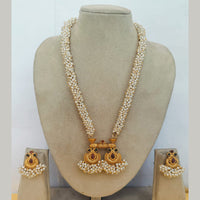 Charbhuja Art Gold Plated Pearl And Pota Stone Necklace Set