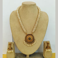 Charbhuja Art Gold Plated Pearl And Pota Stone Necklace Set