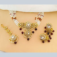 Charbhuja Art Gold Plated Pearl And Kundan Stone Necklace Set