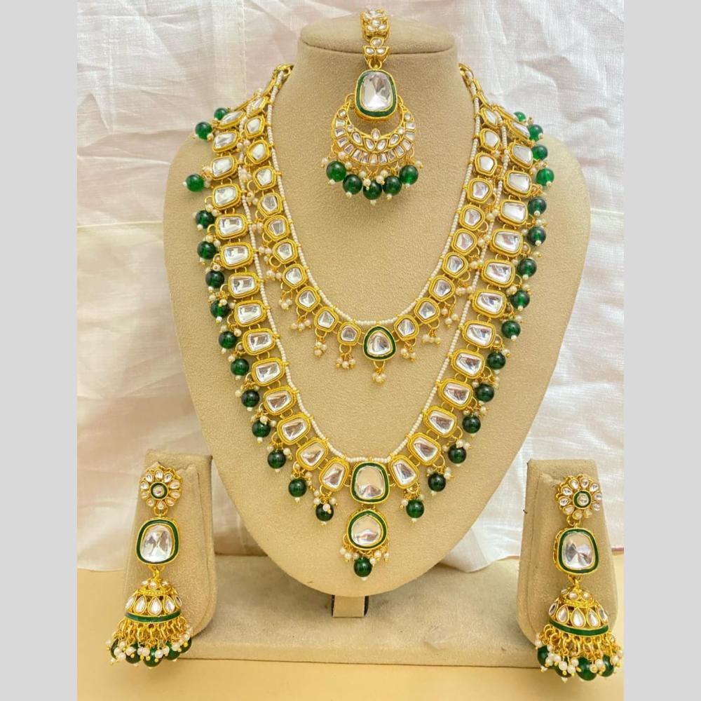 Charbhuja Art Gold Plated Kundan Stone Long Necklace Set