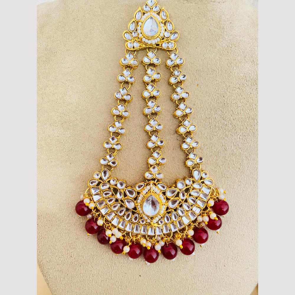 Charbhuja Art Gold Plated Kundan Stone And Beads Pasa