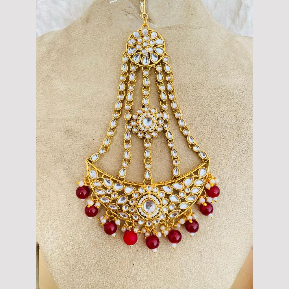 Charbhuja Art Gold Plated Kundan Stone And Beads Pasa