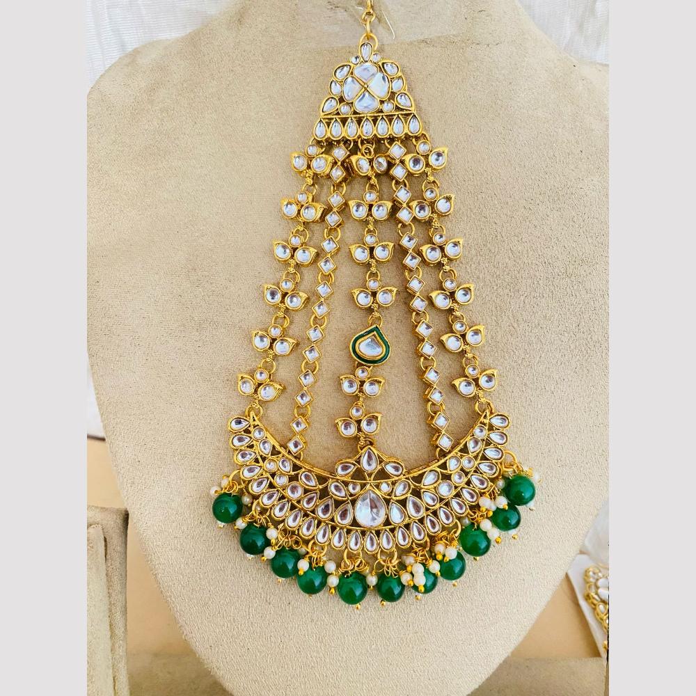 Charbhuja Art Gold Plated Kundan Stone And Beads Pasa