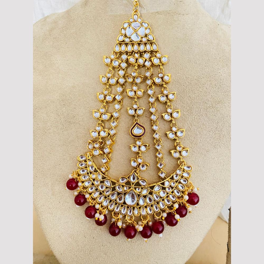 Charbhuja Art Gold Plated Kundan Stone And Beads Pasa