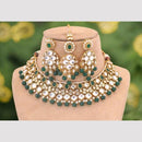 Charbhuja Art Gold Plated Kundan Stone And Beads Necklace Set