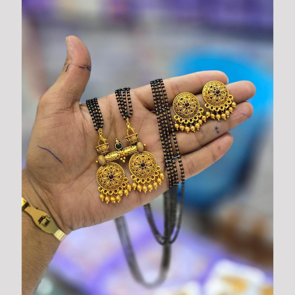 Charbhuja Art Heritage Pota Stone And Pearl Mangalsutra