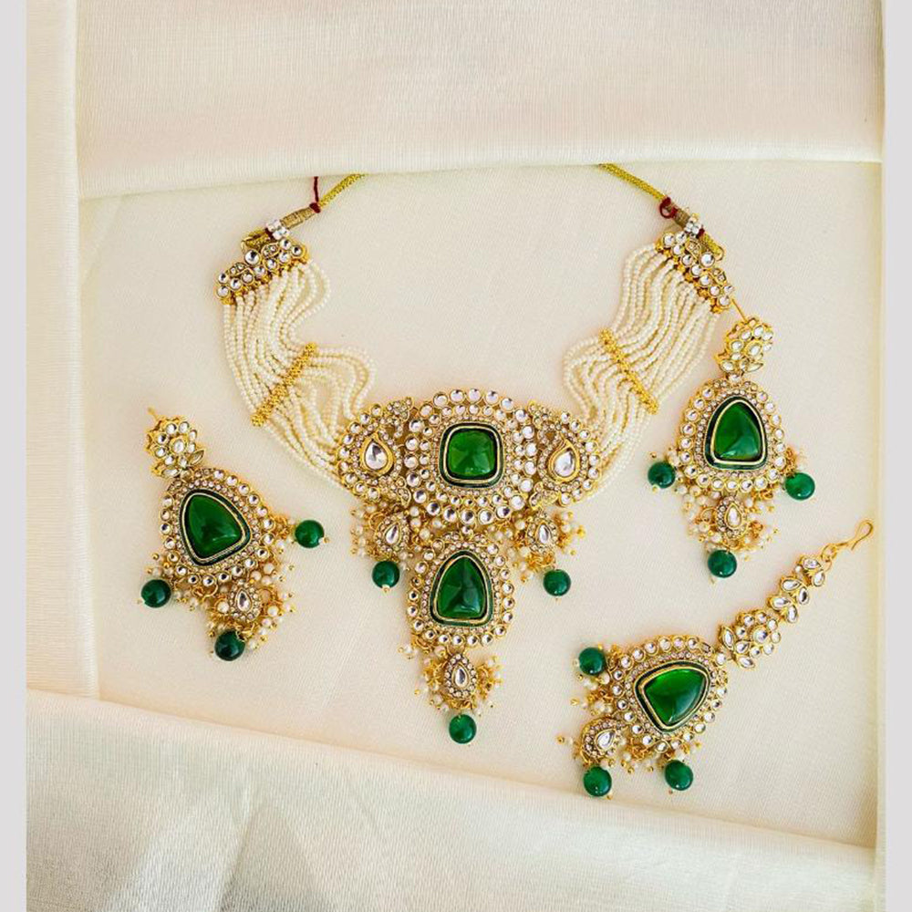 Charbhuja Art Royal Kundan And Beads Necklace Set