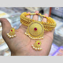 Charbhuja Art Antique Finish Pota Stone And Beads Choker Necklace Set