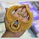 Charbhuja Art Antique Finish Pota Stone And Beads Meenakari Choker Necklace Set