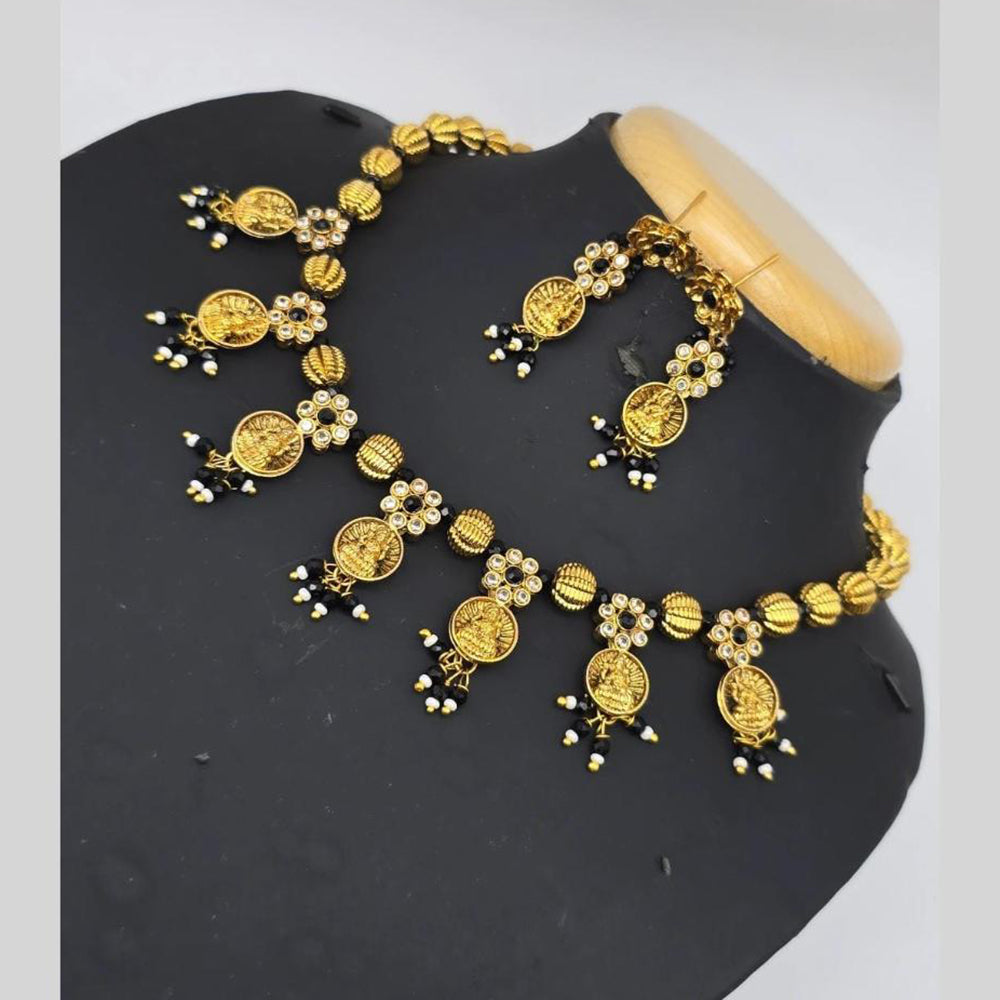 Charbhuja Art Heritage Austrian Stones And Pearls Temple Necklace Set
