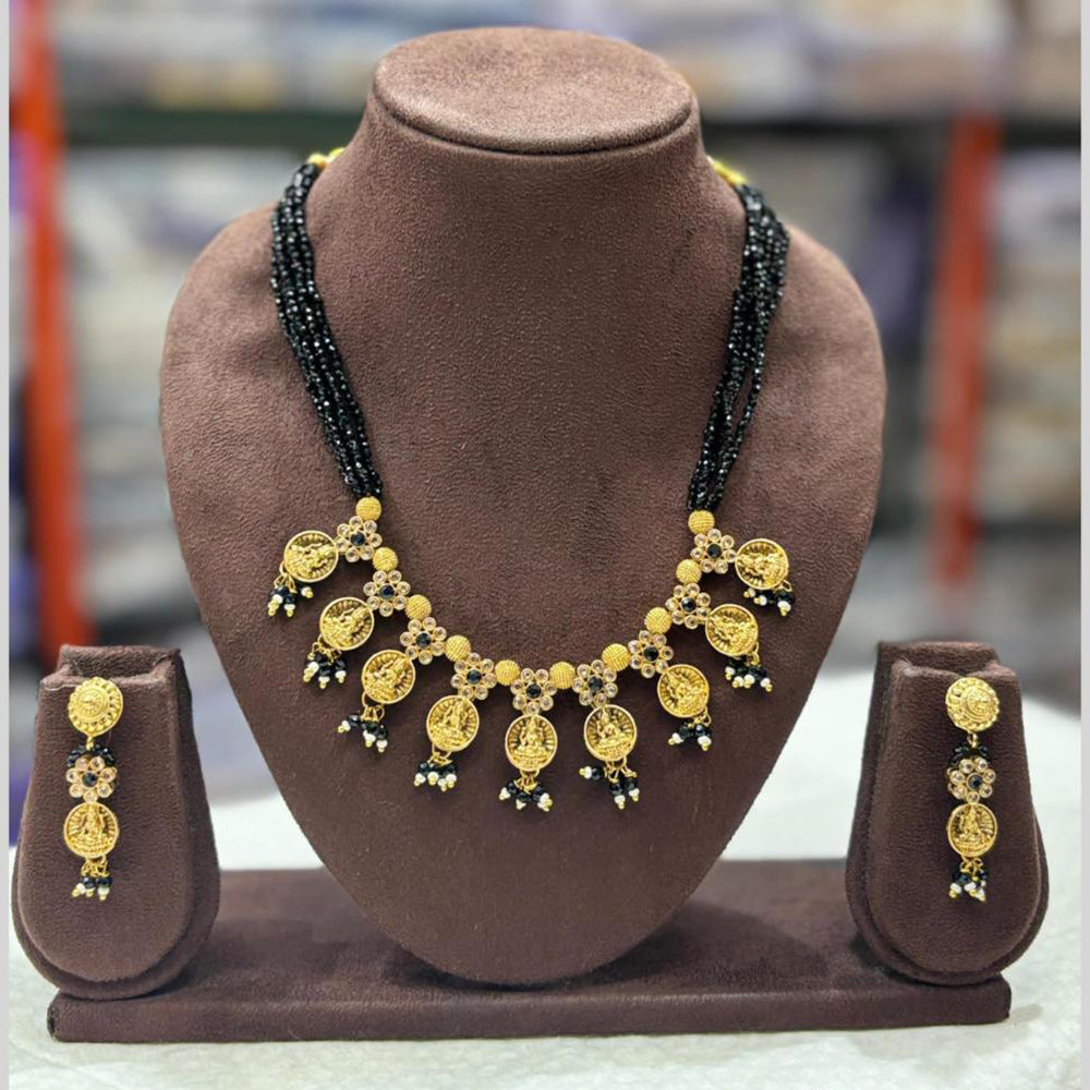 Charbhuja Art Heritage Austrian Stones And Pearls Temple Necklace Set