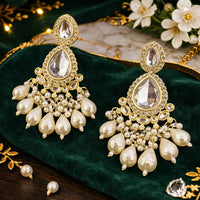 Charbhuja Art Regal Kundan Stone And Beads Embellished Designer Earrings