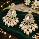 Charbhuja Art Regal Kundan Stone And Beads Embellished Designer Earrings
