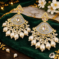 Charbhuja Art Regal Kundan Stone And Beads Embellished Designer Earrings