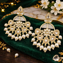 Charbhuja Art Regal Kundan Stone And Beads Embellished Designer Earrings