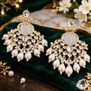 Charbhuja Art Regal Kundan Stone And Beads Embellished Designer Earrings