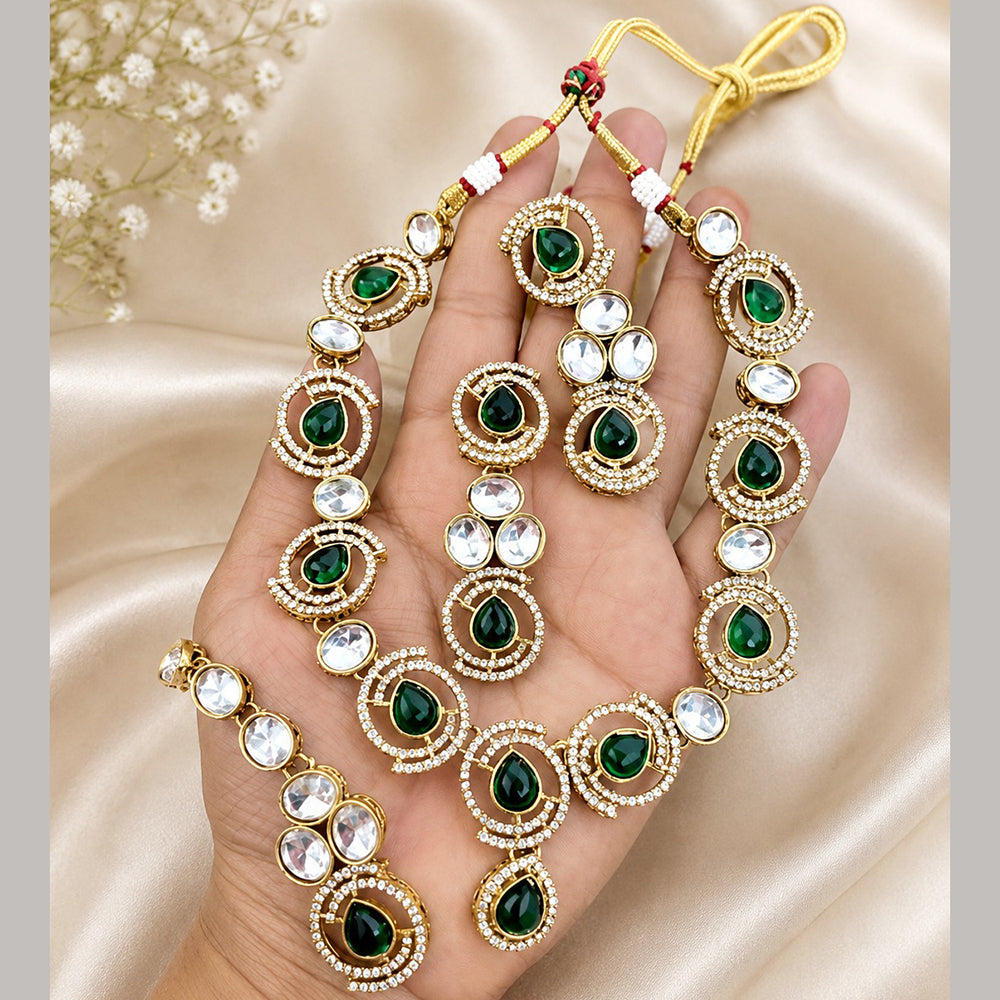 Charbhuja Art Heritage Pota Stone And Austrian Stone Necklace Set
