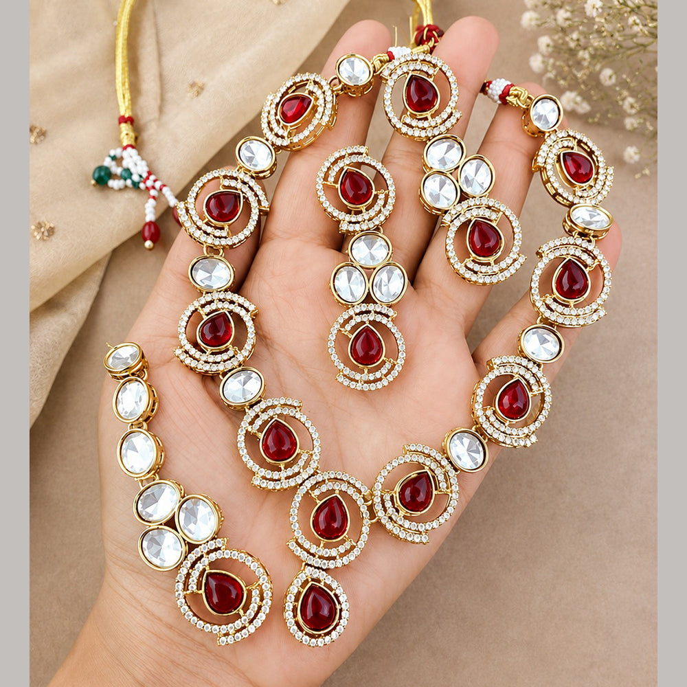 Charbhuja Art Heritage Pota Stone And Austrian Stone Necklace Set