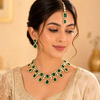 Charbhuja Art Heritage Pota Stone And Austrian Stone Necklace Set 