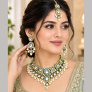 Charbhuja Art Heritage Pota Stone And Kundan Stone Beads Necklace Set